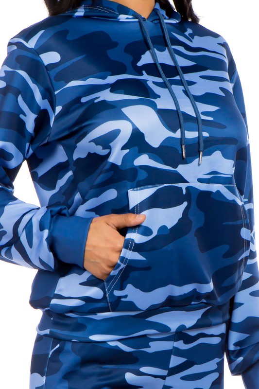 TEEK - BLUE TWO PIECE CAMO HOODIES PANT SET SET TEEK FG   