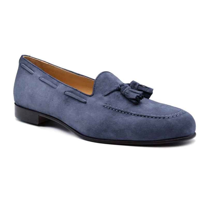 16-580-BLU NAPLES Italian Kid Suede Tassel Loafer, Blue Water Sale Zelli Italia Blue Water 8.5 Medium