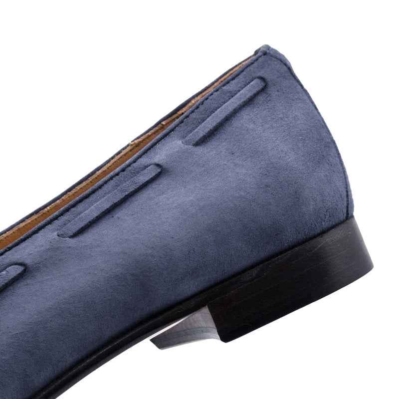 16-580-BLU NAPLES Italian Kid Suede Tassel Loafer, Blue Water Sale Zelli Italia
