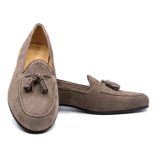 16-580-MOC NAPLES Italian Kid Suede Tassel Loafer, Mocha Sale Zelli Italia