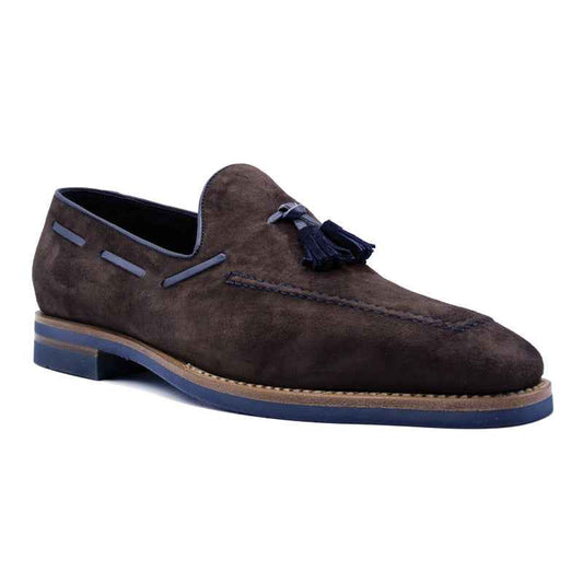 TEEK - 16-628-BRN CARMEN Sueded Goatskin & Crocodile Tassel Loafer, Brown SHOES TEEK ZI