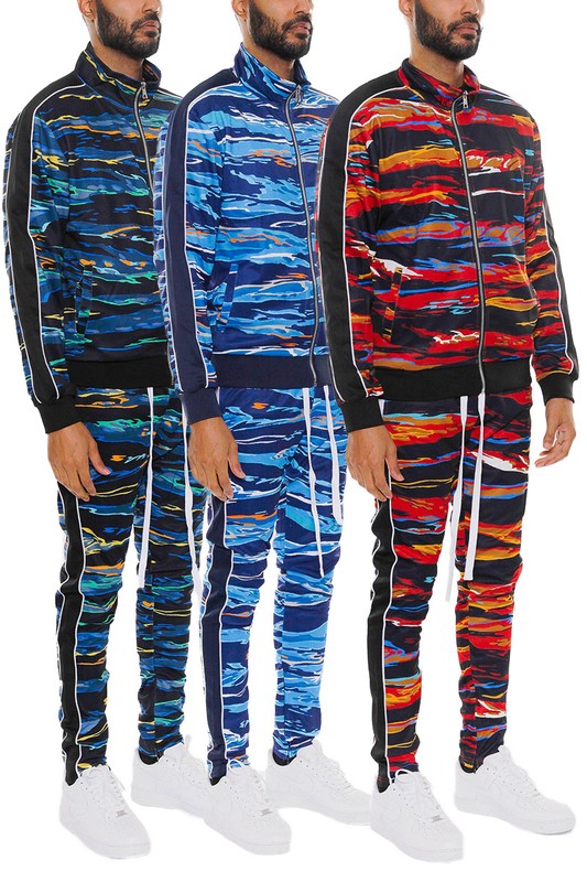 TEEK - MENS PRINT FULL ZIP TRACK SUIT SET SET TEEK FG   