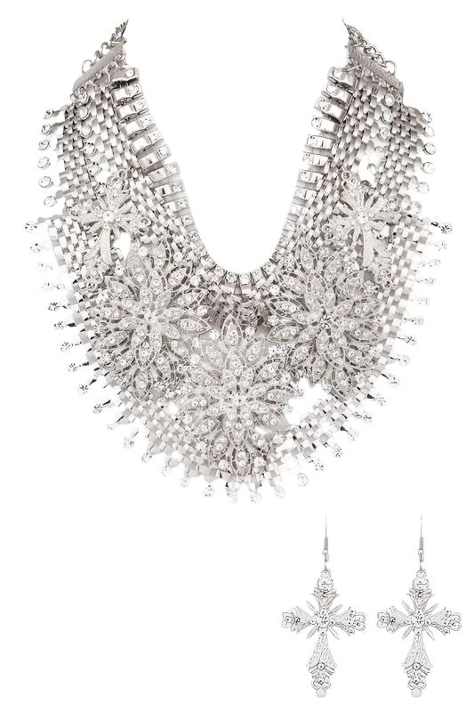 TEEK - Crystal Accent Statement Bib Necklace Set JEWELRY TEEK FG   