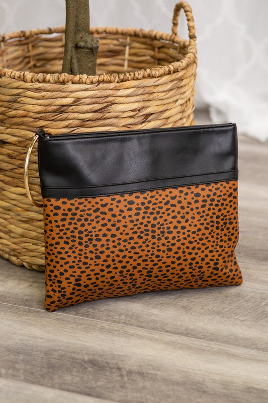 TEEK - Leopard Gold Ring Vegan Leather Clutch BAG TEEK FG