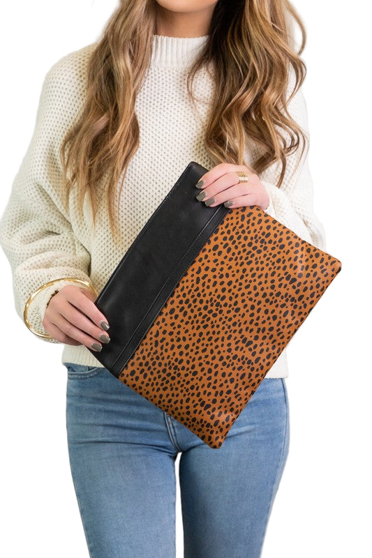 TEEK - Leopard Gold Ring Vegan Leather Clutch BAG TEEK FG