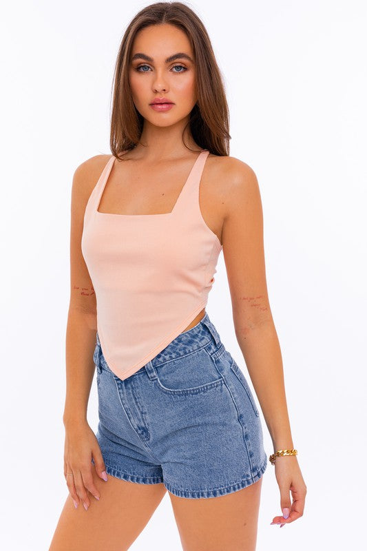 TEEK - Criss Cross Open Back Handkerchief Top TOPS TEEK FG   