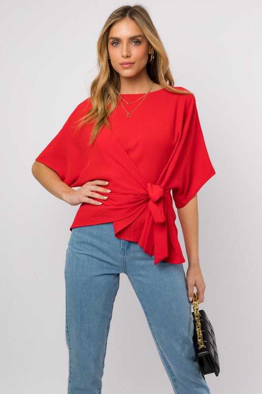 TEEK - 3/4 Sleeve Side Tie Top TOPS TEEK FG   