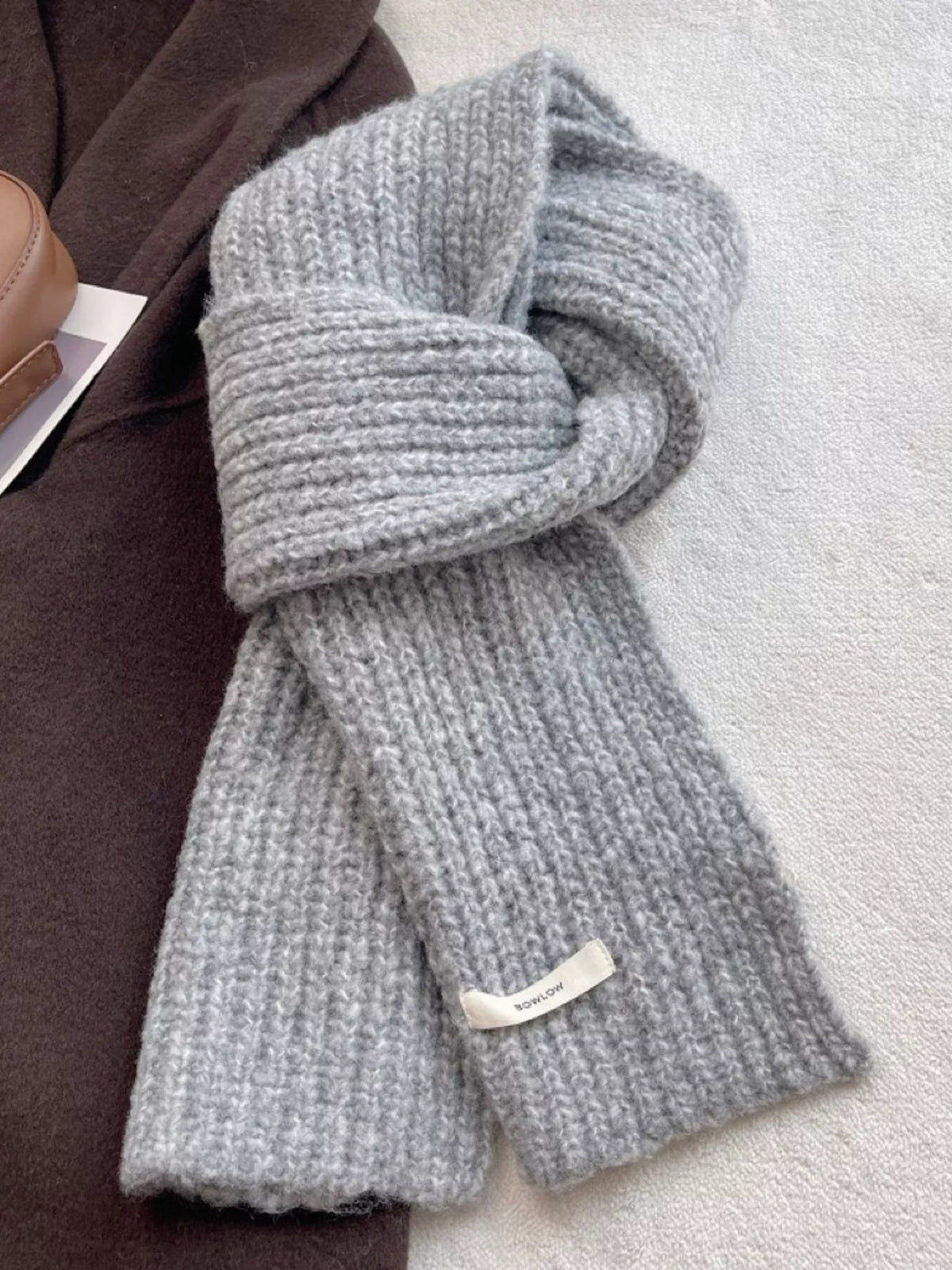 Cozy Knitted Winter Scarf Trendsi Light Gray ONESIZE