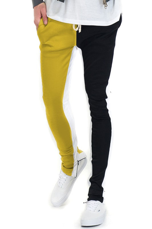 TEEK - TWO TONE COLOR BLOCK TRACK PANT JOGGER PANTS TEEK FG YELLOW BLACK S 