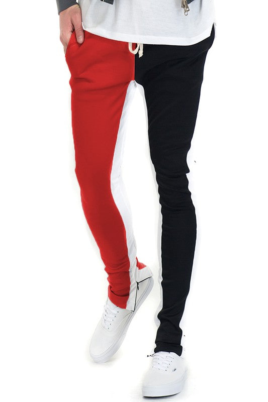 TEEK - TWO TONE COLOR BLOCK TRACK PANT JOGGER PANTS TEEK FG RED/BLACK S 