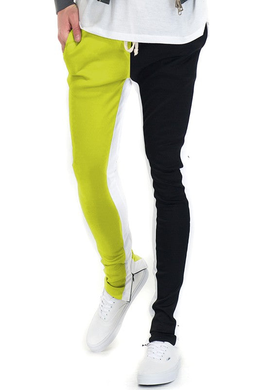 TEEK - TWO TONE COLOR BLOCK TRACK PANT JOGGER PANTS TEEK FG LIME/BLACK S 