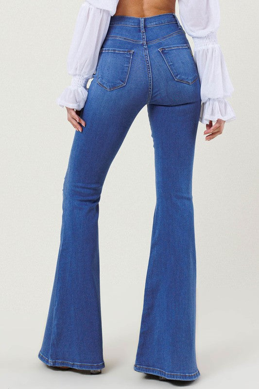 TEEK - High-Rise Distressed Flare Jeans JEANS TEEK Trend   