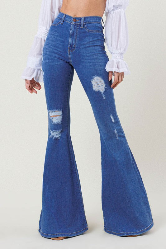 TEEK - High-Rise Distressed Flare Jeans JEANS TEEK Trend 1  