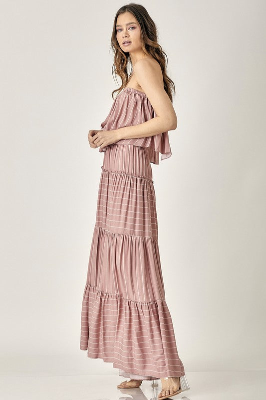 TEEK - Dusty Rose Pin Stripe Tube Dress DRESS TEEK FG   