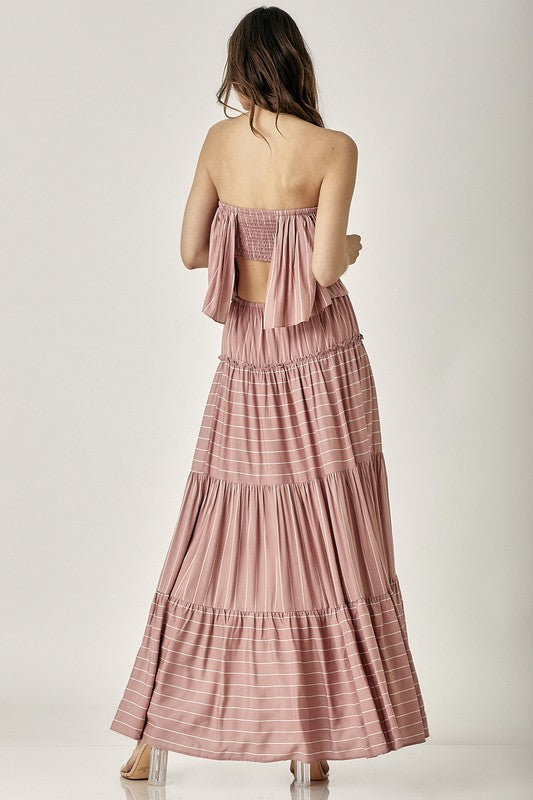 TEEK - Dusty Rose Pin Stripe Tube Dress DRESS TEEK FG   