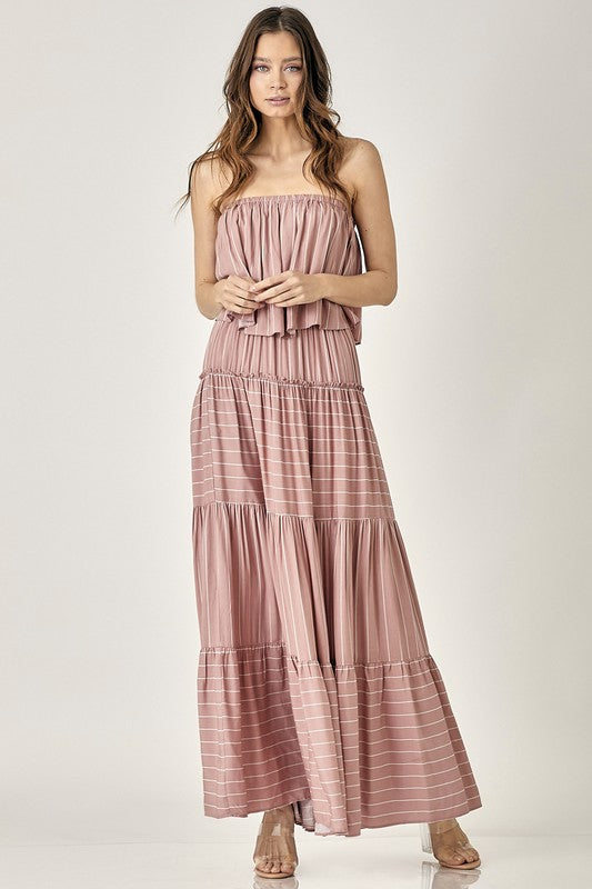 TEEK - Dusty Rose Pin Stripe Tube Dress DRESS TEEK FG   