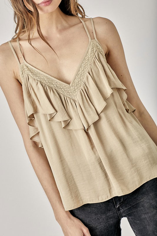 TEEK - Trim Detail with Ruffle Cami Top TOPS TEEK FG   