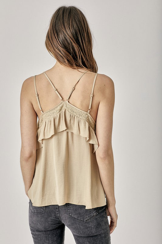 TEEK - Trim Detail with Ruffle Cami Top TOPS TEEK FG   