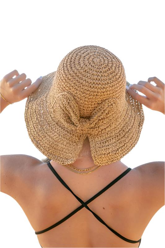 TEEK - Back Bow Woven Straw Bucket Hat HAT TEEK FG Khaki  