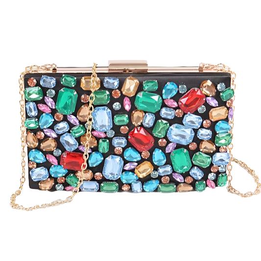 TEEK - Bejeweled Crystal Iconic Box Clutch BAG TEEK FG MULTI  