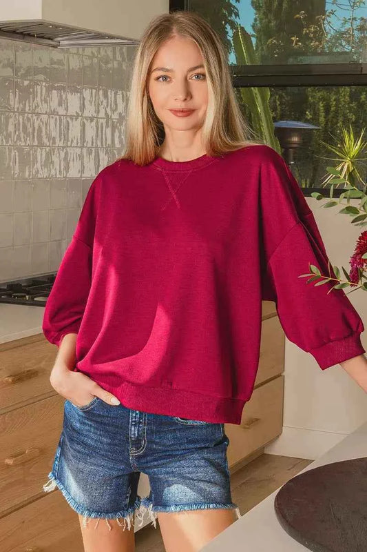 Zenana Scuba Dolman Sleeve Sweatshirt Trendsi