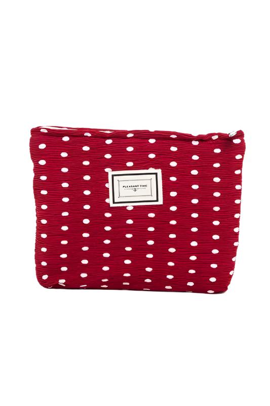 TEEK - Dotted Crinkle Large Cosmetic Pouch BAG TEEK FG Red  