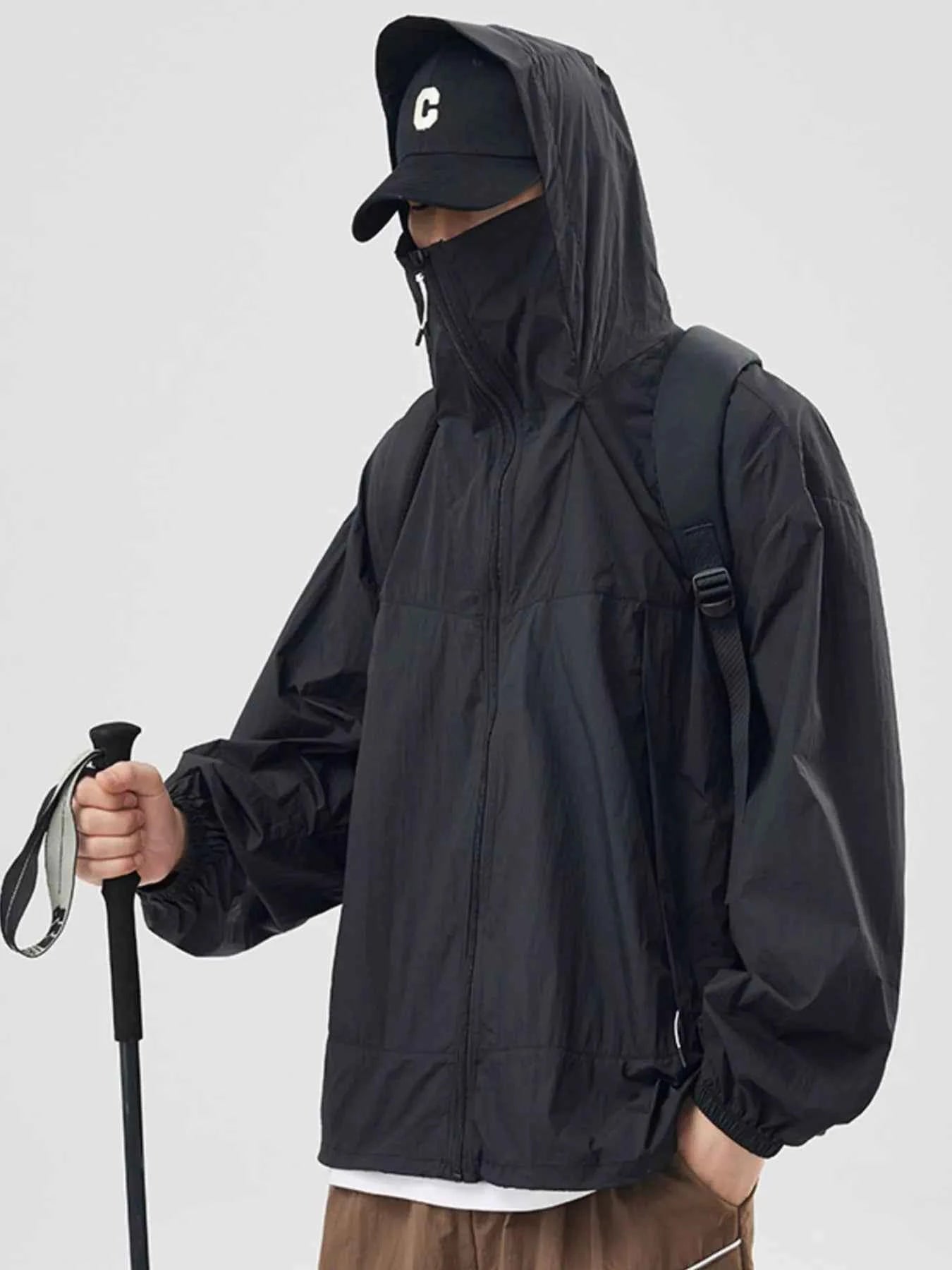 TEEK - Mens Plus Size Lightweight Hooded Windbreaker Jacket JACKET TEEK Trend Black M