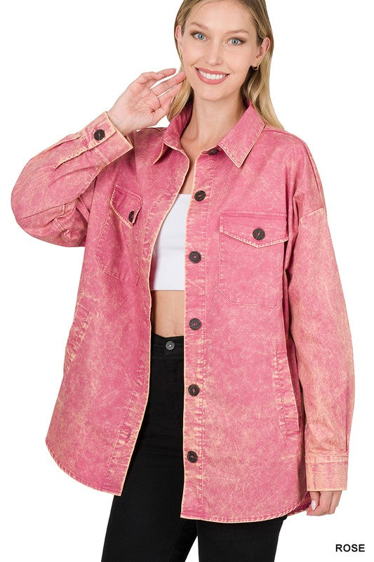 TEEK - Premium Cotton Woven Vintage Washed Shacket JACKET TEEK FG ROSE S