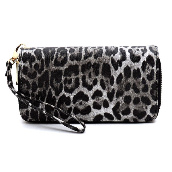 TEEK - Leopard Double Zip Around Wallet Wristlet BAG TEEK FG   