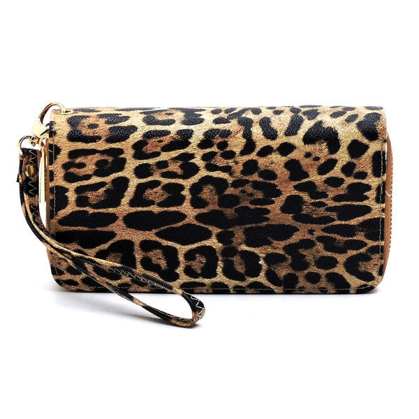 TEEK - Leopard Double Zip Around Wallet Wristlet BAG TEEK FG   