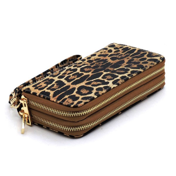 TEEK - Leopard Double Zip Around Wallet Wristlet BAG TEEK FG   