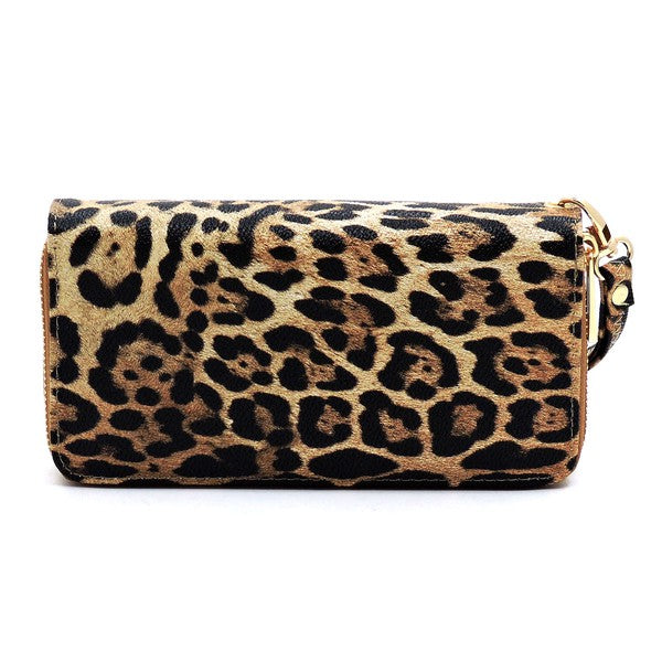 TEEK - Leopard Double Zip Around Wallet Wristlet BAG TEEK FG   