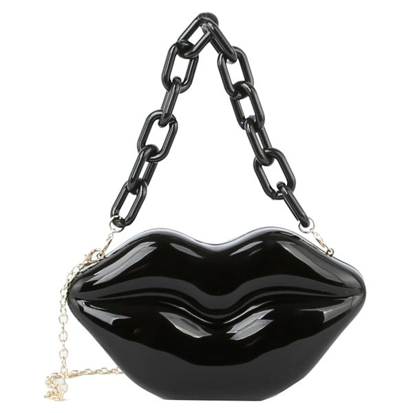 TEEK - Hard Case Lips Clutch Bag BAG TEEK FG BLACK  