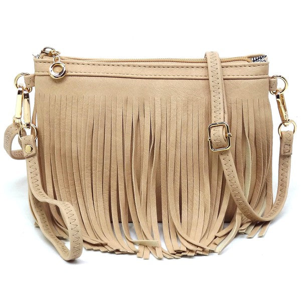 TEEK - Western Fringe Clutch Cross Body Bag BAG TEEK FG NUDE