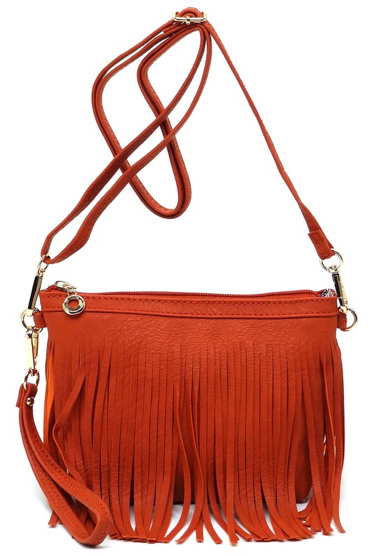 TEEK - Western Fringe Clutch Cross Body Bag BAG TEEK FG BURNT ORANGE