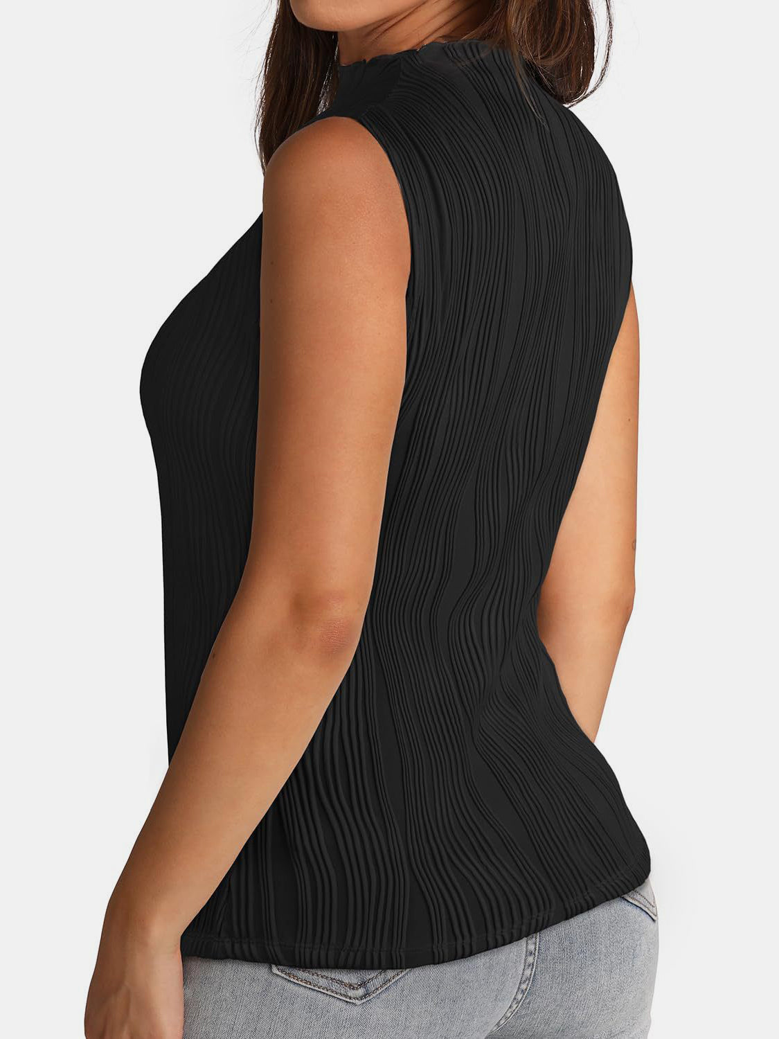 TEEK - Textured Mock Neck Tank TOPS TEEK Trend   