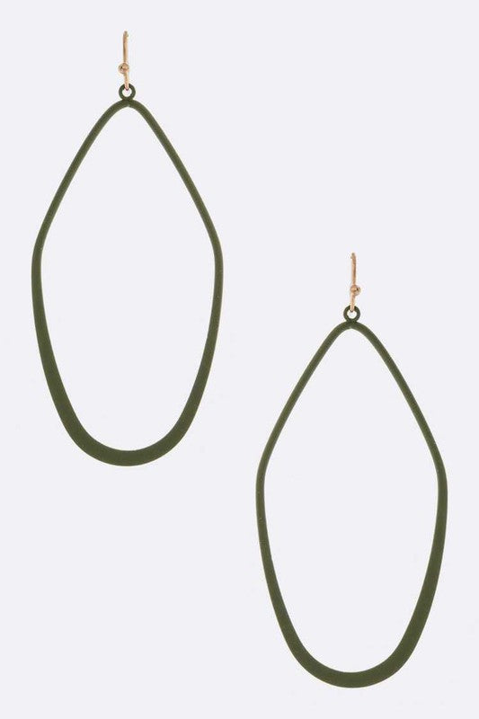 TEEK - Iconic Cutout Color Metal Drop Earrings JEWELRY TEEK FG Olive  