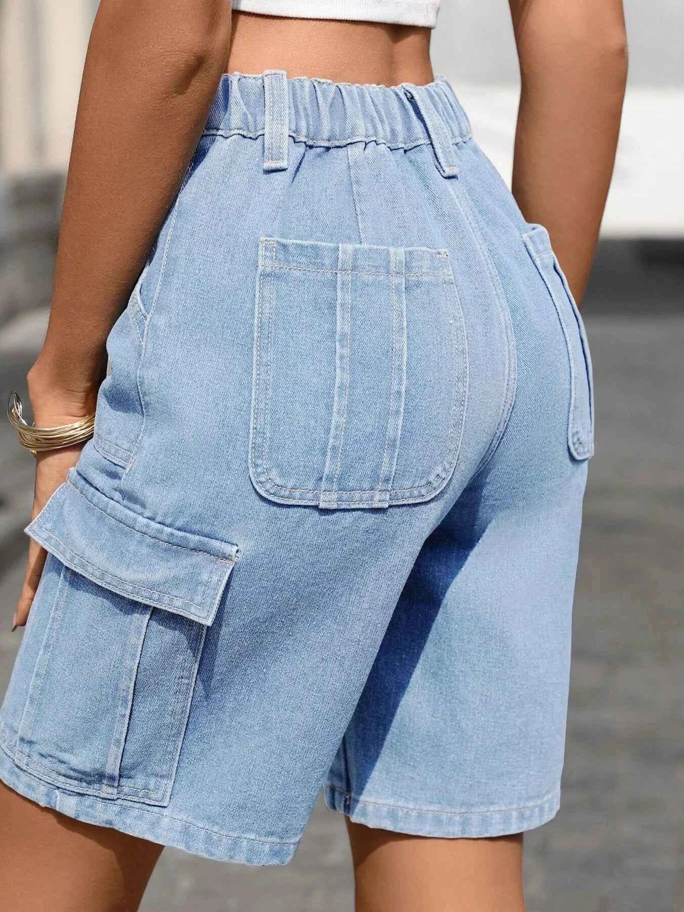 TEEK - High-Waisted Wash Denim Shorts SHORTS TEEK Trend