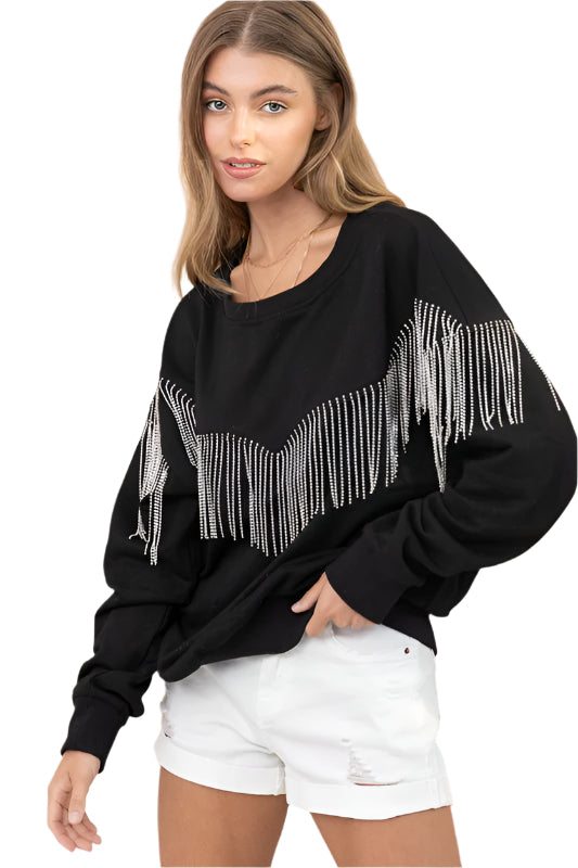 TEEK - Rhinestone Fringe Pullover Top TOPS TEEK FG