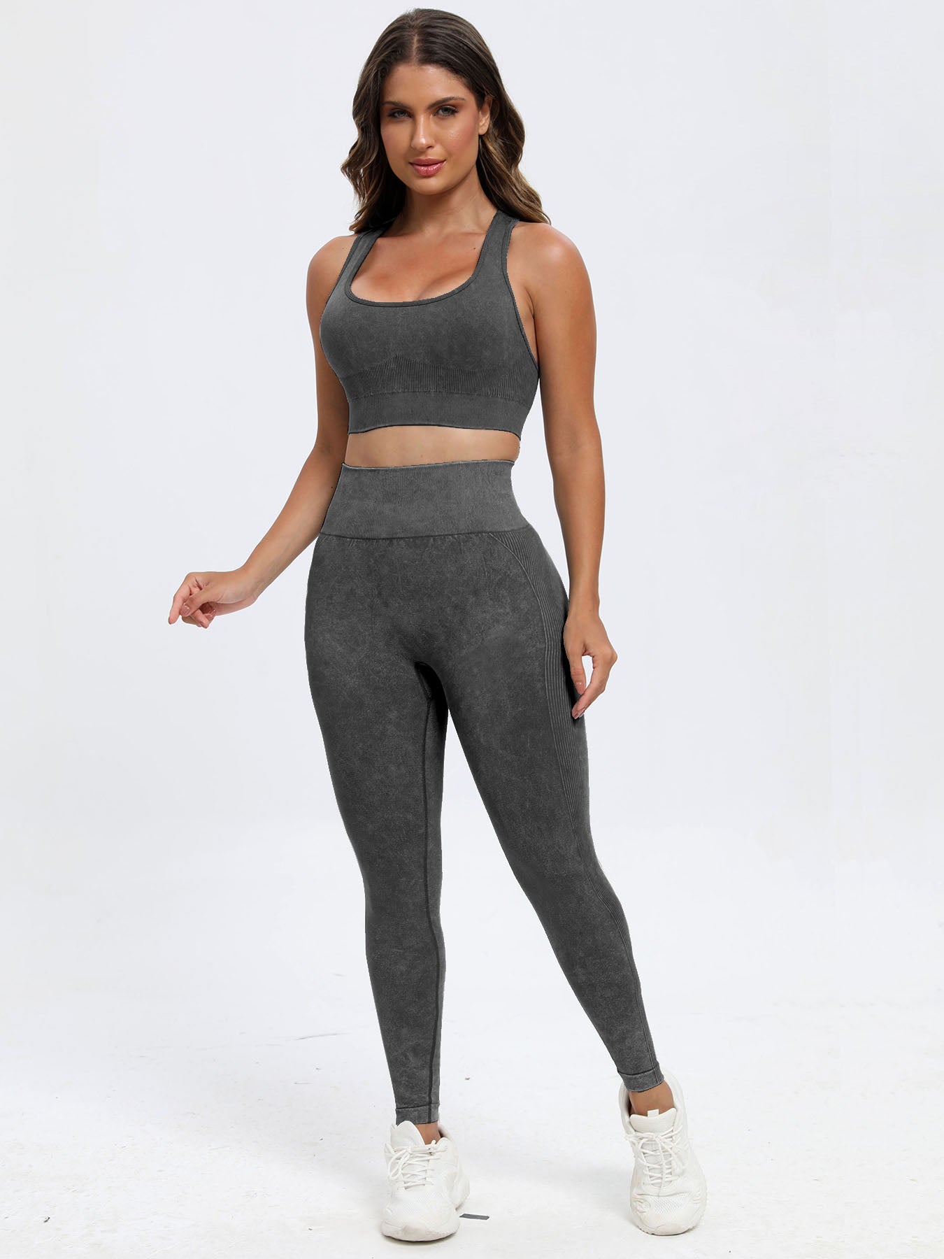 TEEK - Scoop Neck Wide Strap Top Pants Active Set SET TEEK Trend Dark Gray S 