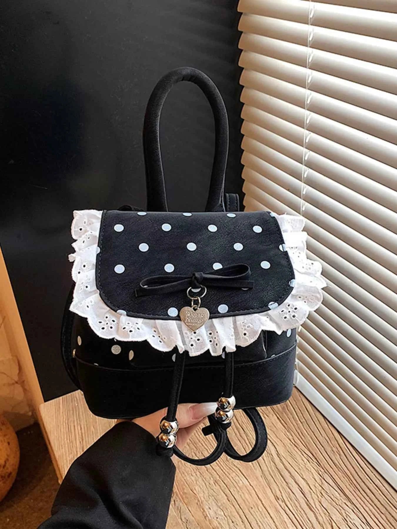 TEEK - Polka Dot Lace Trim Backpack Bag BAG TEEK Trend