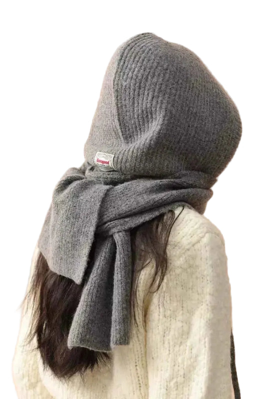Cozy Knit Tie Scarf with Hooded Design Trendsi