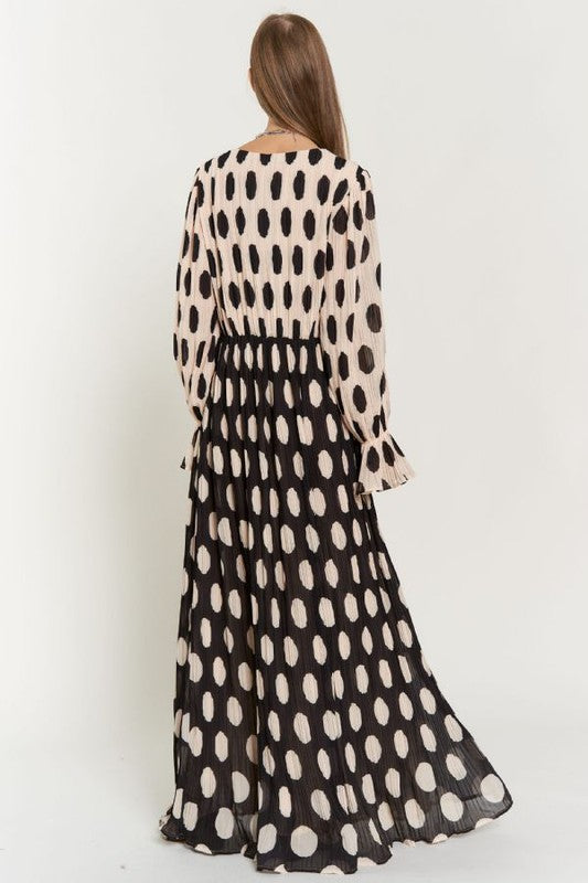 TEEK - Polka Dot Ruffled Pleated Maxi Dress DRESS TEEK FG   