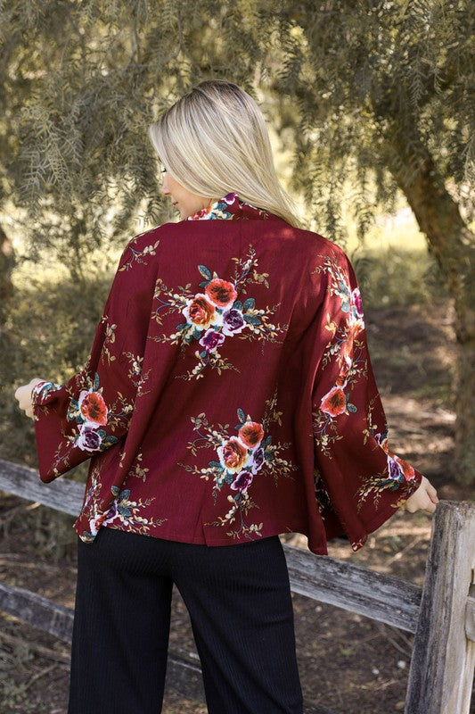 TEEK - Lush Rose Kimono TOPS TEEK FG Burgundy One Size 