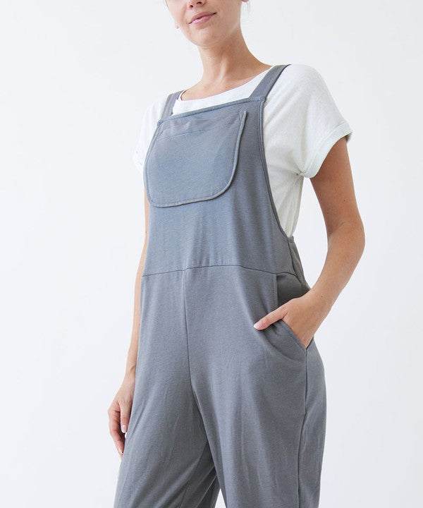 TEEK - Dull Grey Brushed Organic Hemp Relaxed Fit Overalls OVERALLS TEEK FG   