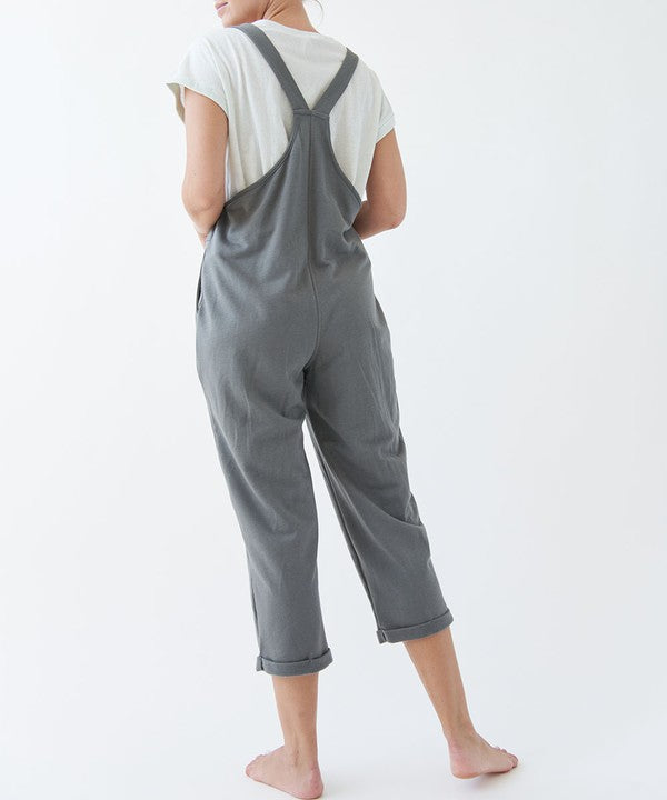 TEEK - Dull Grey Brushed Organic Hemp Relaxed Fit Overalls OVERALLS TEEK FG   