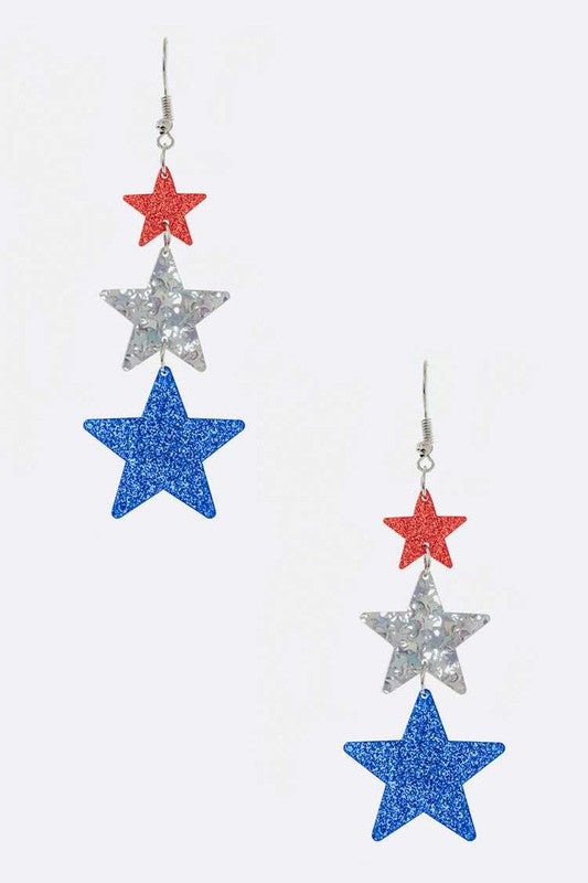 TEEK - Patriot Glitter Star Drop Earrings JEWELRY TEEK FG   