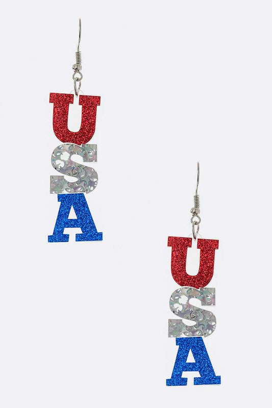 TEEK - USA Cutout Glitter Earrings JEWELRY TEEK FG   