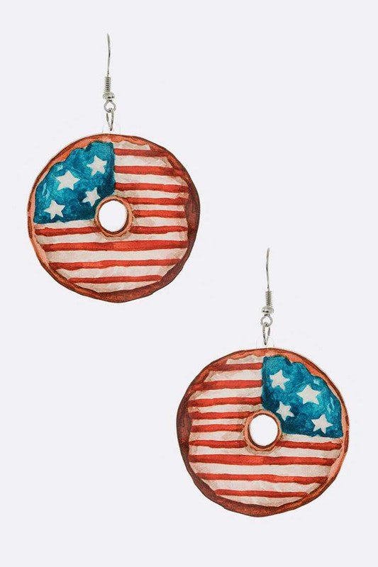 TEEK - USA Flag Painted Donut Cutout Earrings JEWELRY TEEK FG   