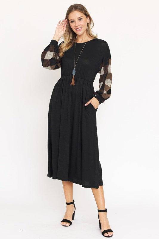 TEEK - Knit Bishop Sleeve Tea Dress DRESS TEEK FG Brown Buffalo S 